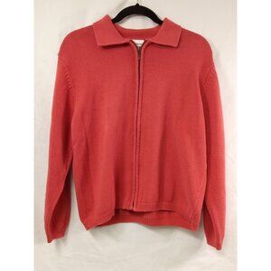 Croft and Barrow Women's Salmon Pink Zip-Up Sweater Size See Measurements